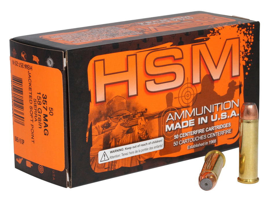 HSM HSM35722N Pro Pistol Jacketed Soft Point JSP 158 Grain .357 Magnum