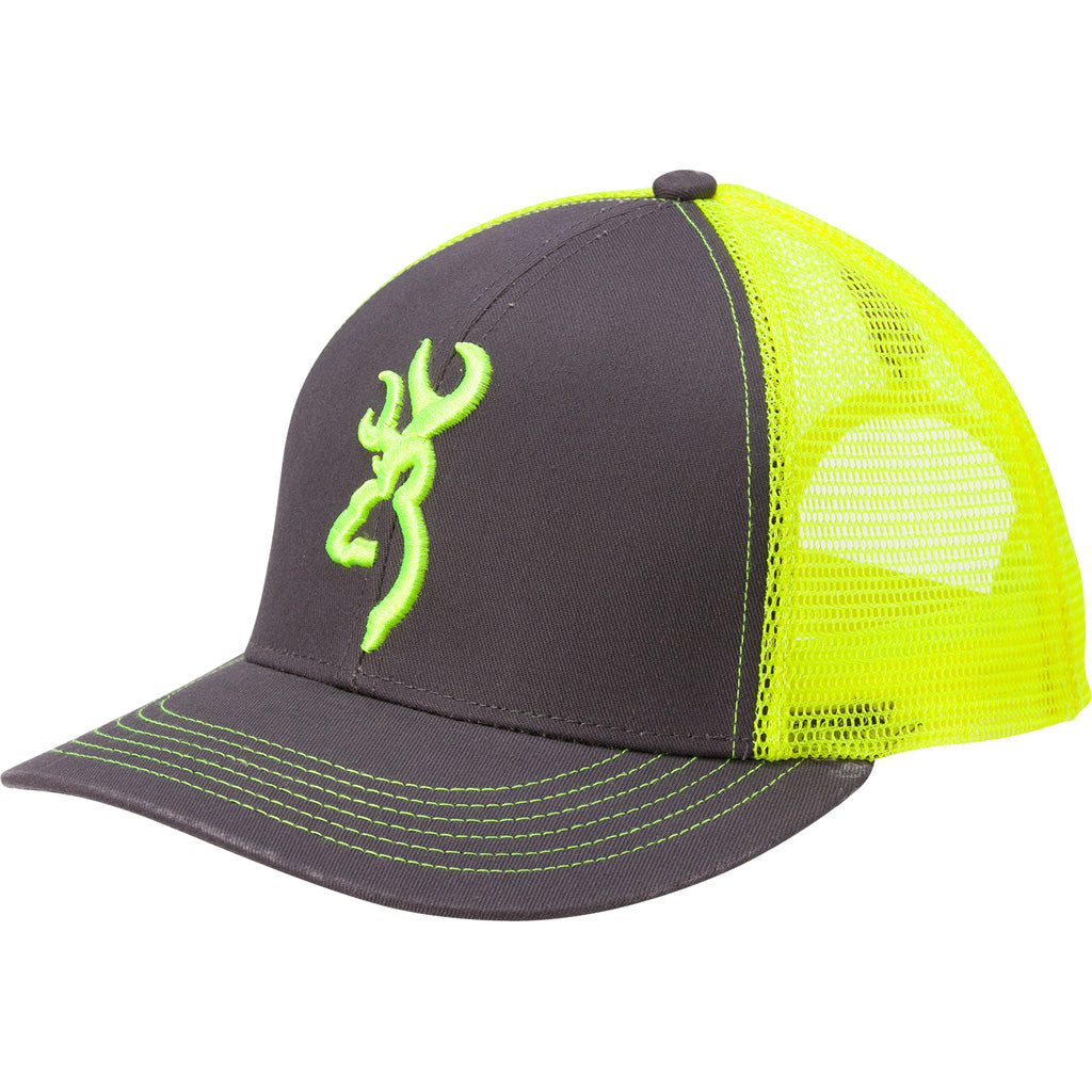 Browning Flashback Snapback Hat - Charcoal/Neon Green