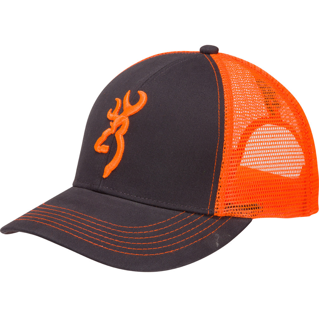 Browning Flashback Snapback Hat - Charcoal/Neon Orange