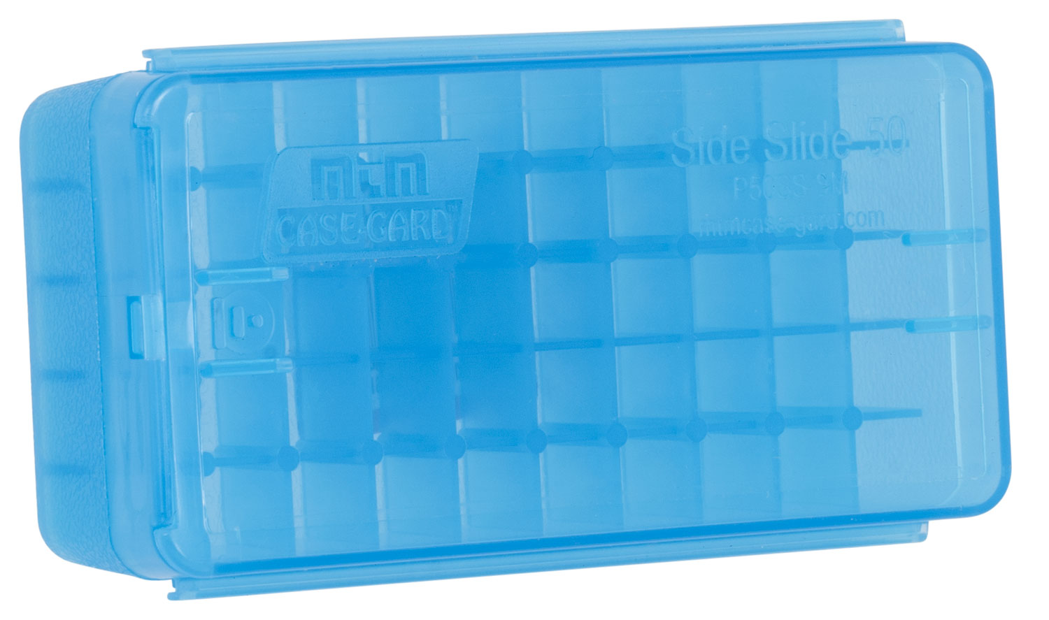MTM Case-Gard P50SS9M24 Side-Slide Ammo Box Multi-Caliber Handgun Clear Blue Plastic 50rd