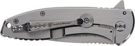 S&W Executive Platinum 3" Stainless Drop Point Folding Knife with Pocket Clip