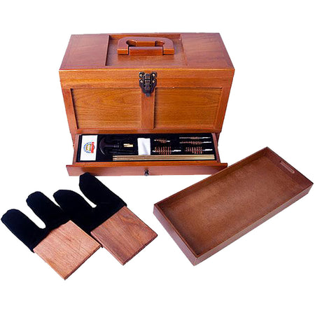 Gunmaster Universal Cleaning Kit in Wooden Toolbox, 17 Piece