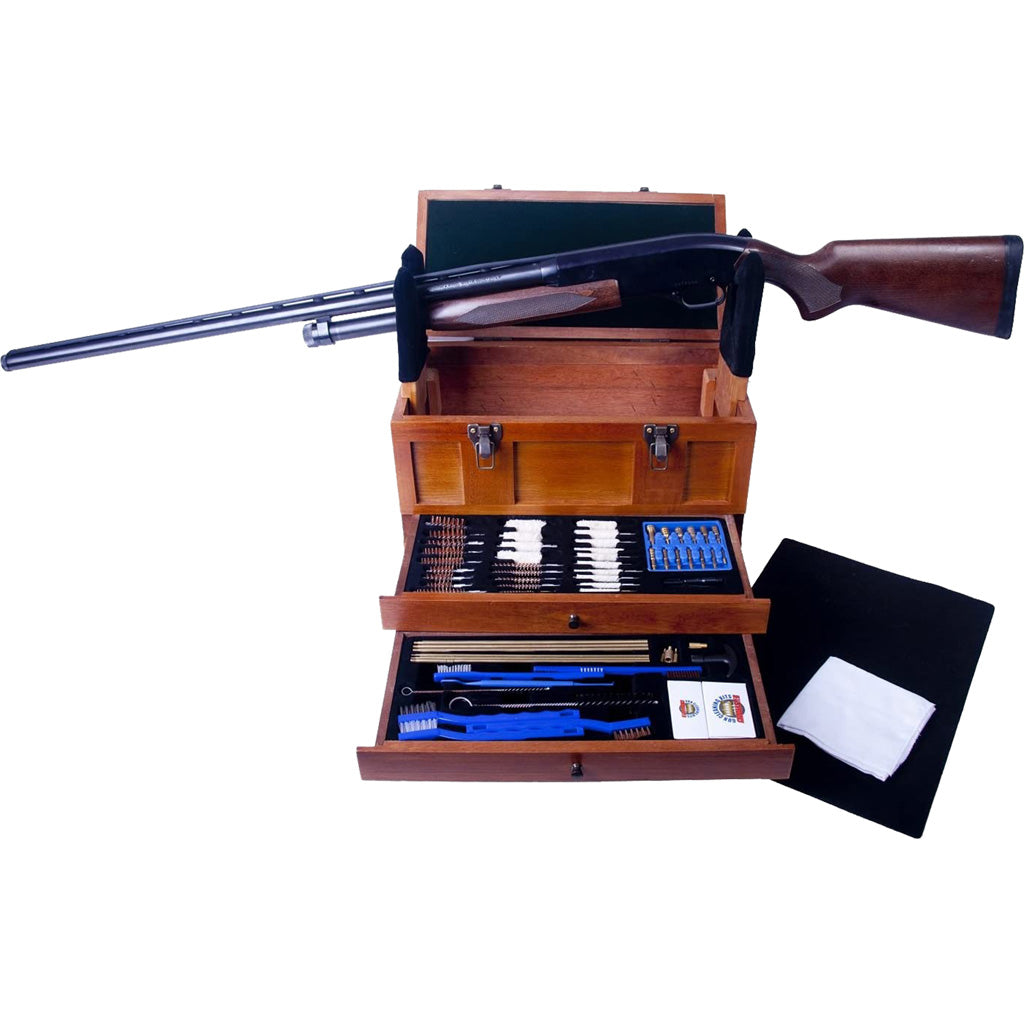 Gunmaster Universal Cleaning Kit in Wooden Toolbox, 63 Piece