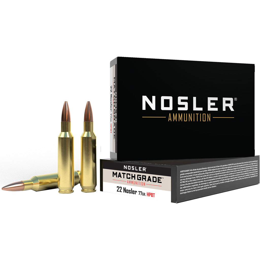 Nosler 60016 Match Grade Custom Competition Hollow Point Boat Tail  77 Grain .22 Nosler
