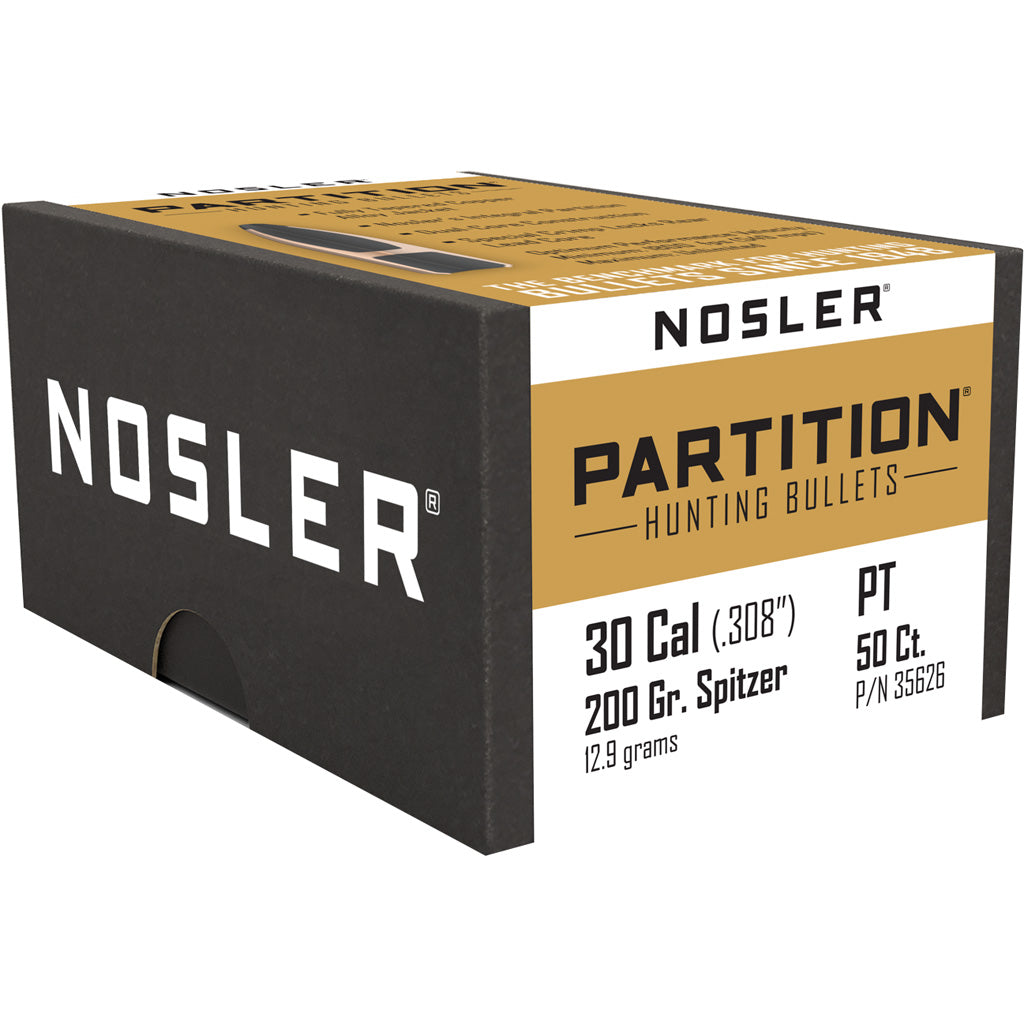 Nosler 200gr Partition Spitzer Point 30 Caliber Bullets 50/Box