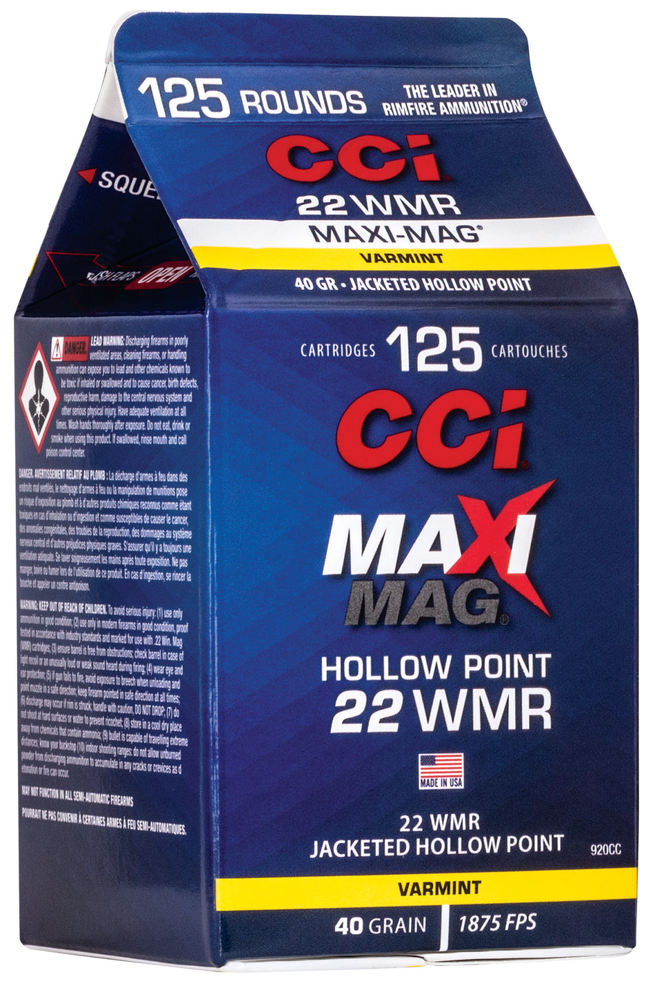 CCI Pour Pack Rimfire Ammo 22 WMR 40 grain Maxi Mag Hollow Point (HP)
