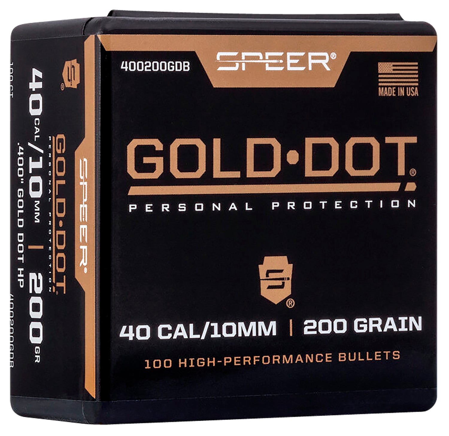 Speer 400200DGB Gold Dot 10mm Auto 200gr HP Component Bullets 100/Box