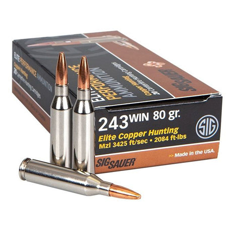 Sig Sauer E243H120 Elite Copper Hunting Copper Solid  80 Grain .243 Winchester