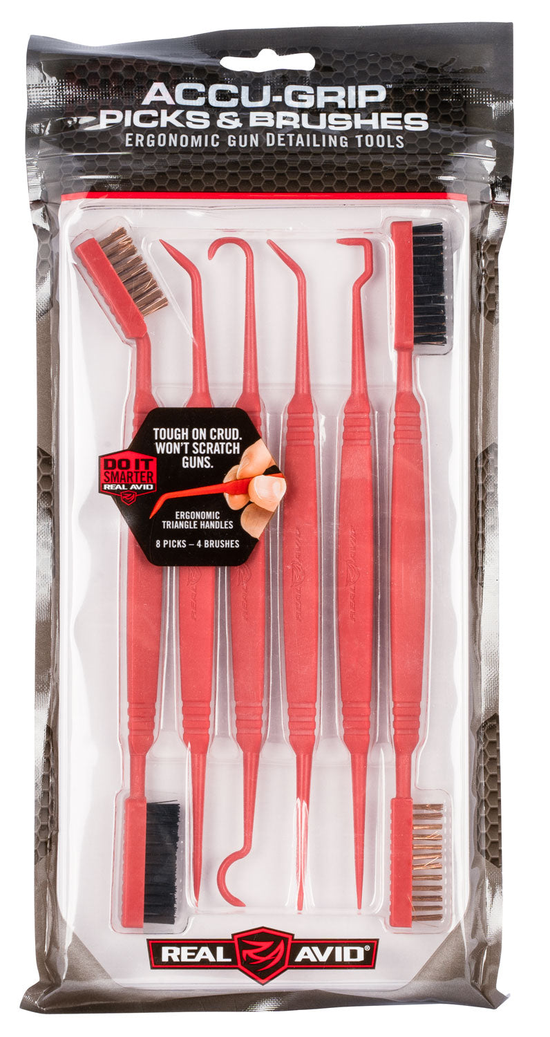 Real Avid AVPBS Accu-Grip Cleaning Picks & Brushes Rifle/Shotgun 8-8.25" Resin Bristles 6 Per Pkg
