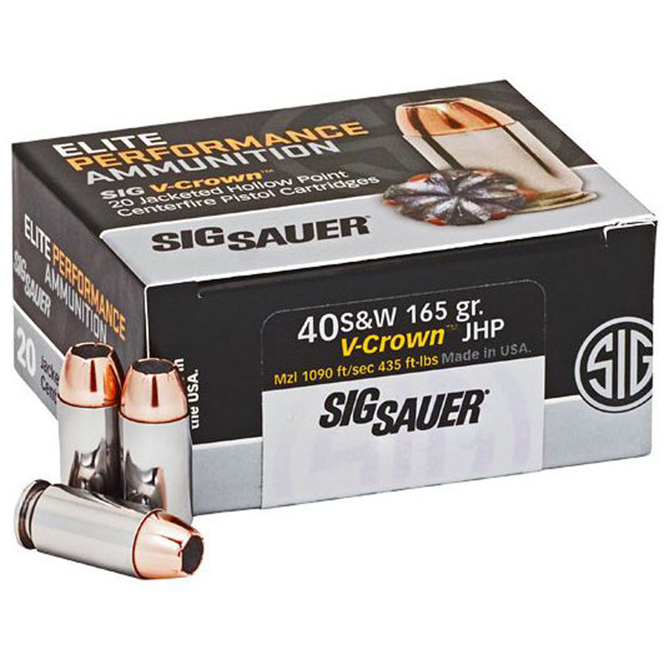 Sig Sauer E40SW150 Elite Performance V Crown Jacketed Hollow Point HP 165 Grain .40 S&W