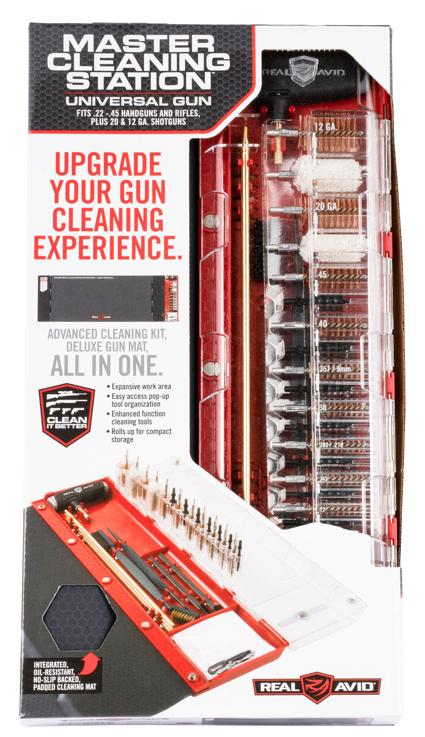 Real Avid AVMCSU Universal Master Cleaning Station for Rifle Shotgun and Handgun Bronze and Nylon Bristles