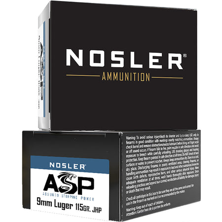 Nosler 51285 Assured Stopping Power Jacketed Hollow Point JHP 115 Grain 9mm Luger/Parabellum
