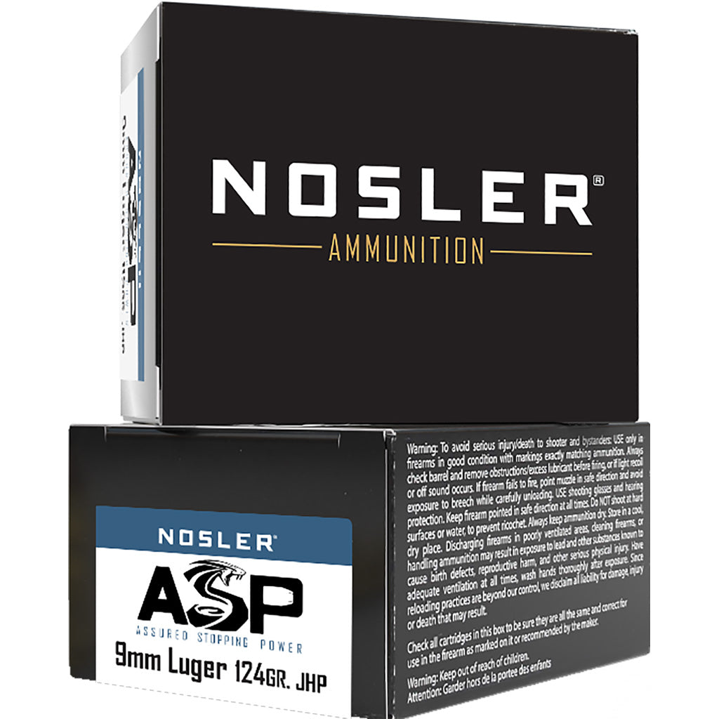 Nosler 51286 Assured Stopping Power Jacketed Hollow Point JHP 124 Grain 9mm Luger/Parabellum