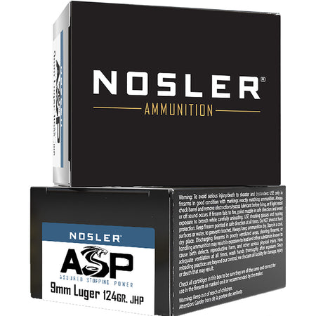 Nosler 51286 Assured Stopping Power Jacketed Hollow Point JHP 124 Grain 9mm Luger/Parabellum