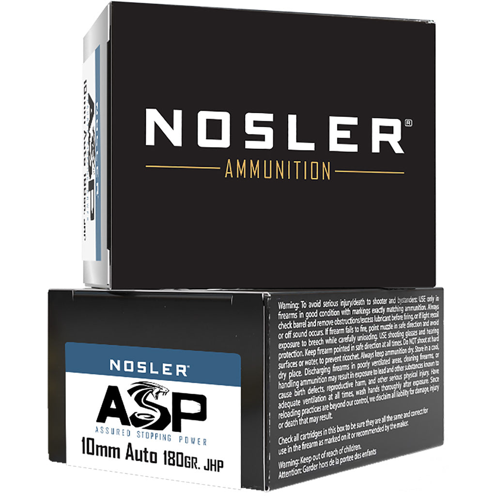 Nosler 51400 Assured Stopping Power Jacketed Hollow Point JHP 180 Grain 10mm Auto