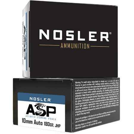 Nosler 51400 Assured Stopping Power Jacketed Hollow Point JHP 180 Grain 10mm Auto