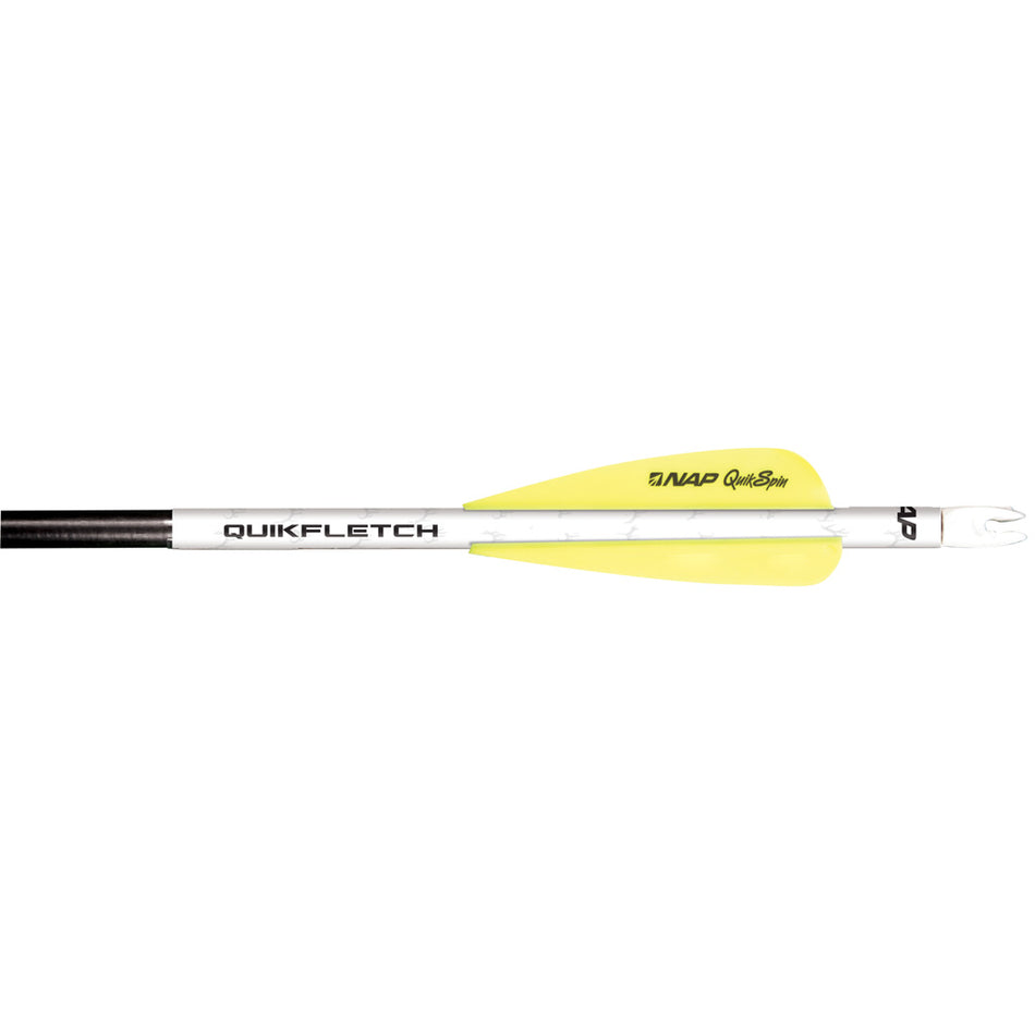 NAP Quikfletch QuickSpin 4 Fletch Rap White and Yellow 2 Inch