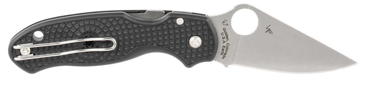 Spyderco Para 3 Lightweight Folding Knife 2.92" CTS BD1 Clip Point Plain Blade Black FRN Handle with Pocket Clip C223PBK