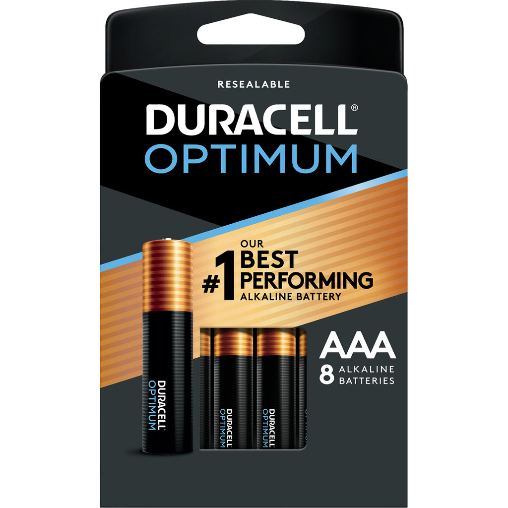 Duracell Optimum AAA Batteries 8-Pack with Resealable Storage Tray