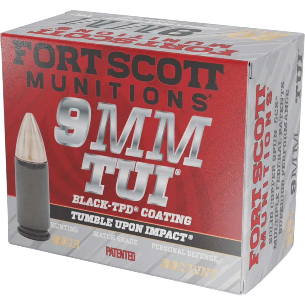Fort Scott Munitions 9MM080SCVTPD Tumble Upon Impact (TUI) Solid Copper Spun CS 80 Grain 9mm Luger/Parabellum