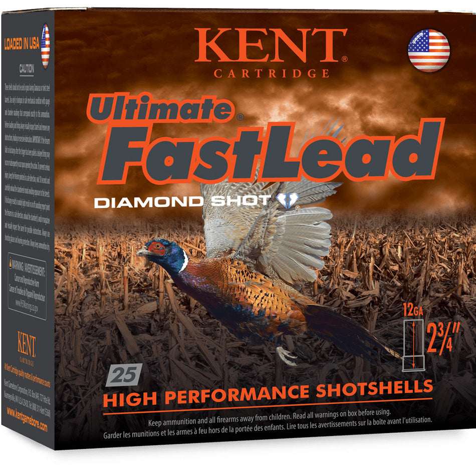 Kent Cartridge Ultimate Fast Lead Diamond Shot Upland 12 Gauge 2.75 in / 2.75 in #4 1-1/4 oz