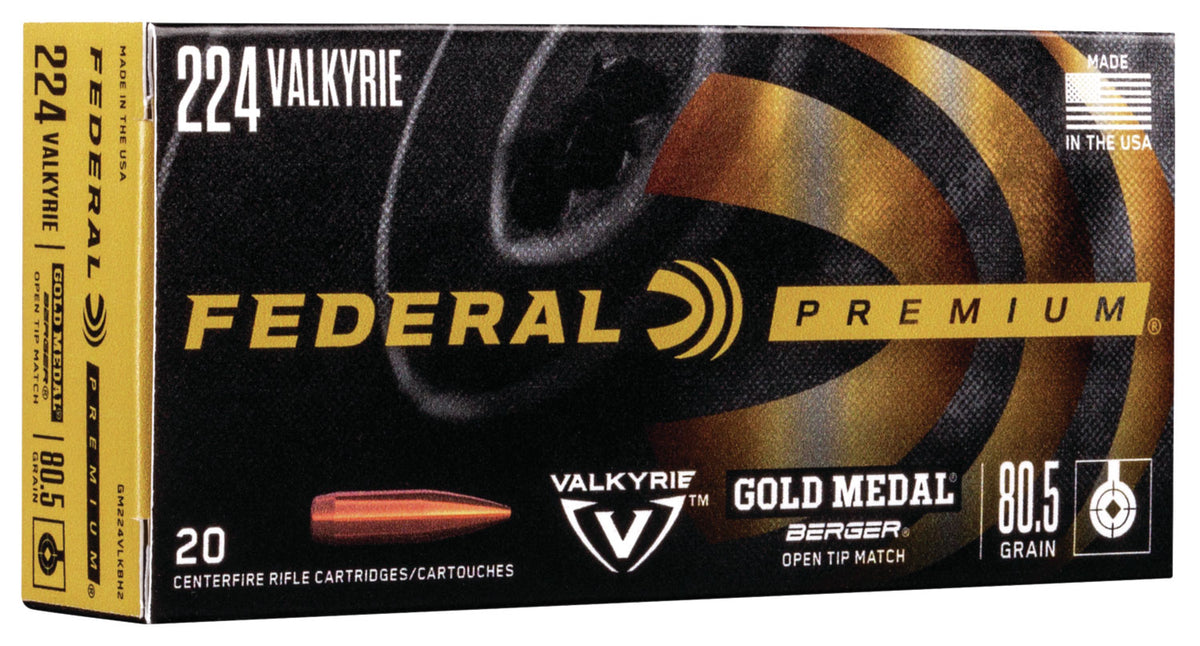 Federal GM224VLKBH2 Premium Gold Medal Berger Open Tip Match  81 Grain .224 Valkyrie