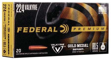 Federal GM224VLKBH2 Premium Gold Medal Berger Open Tip Match  81 Grain .224 Valkyrie