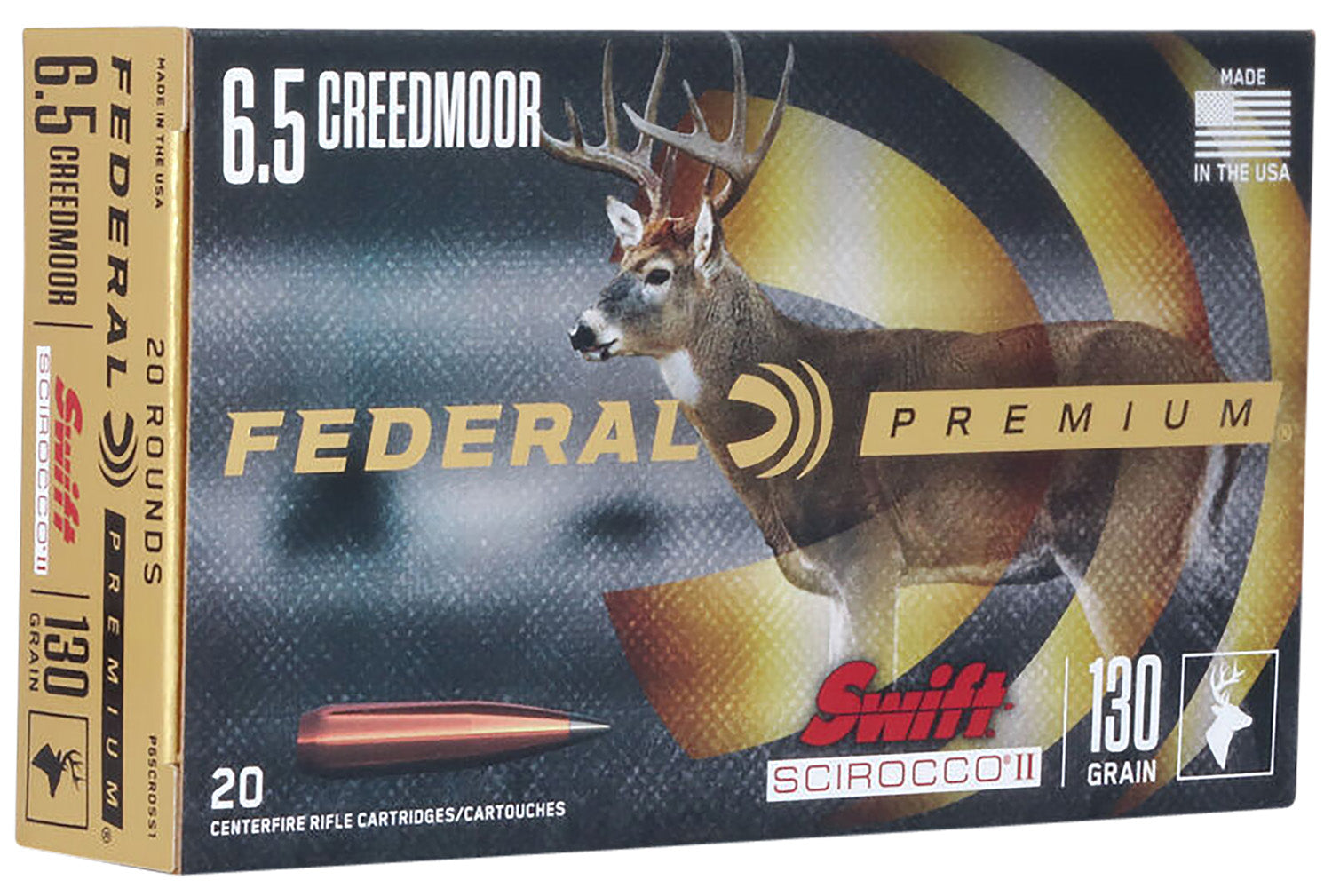 Federal P65CRDSS1 Premium Swift Scirocco II  130 Grain 6.5mm Creedmoor