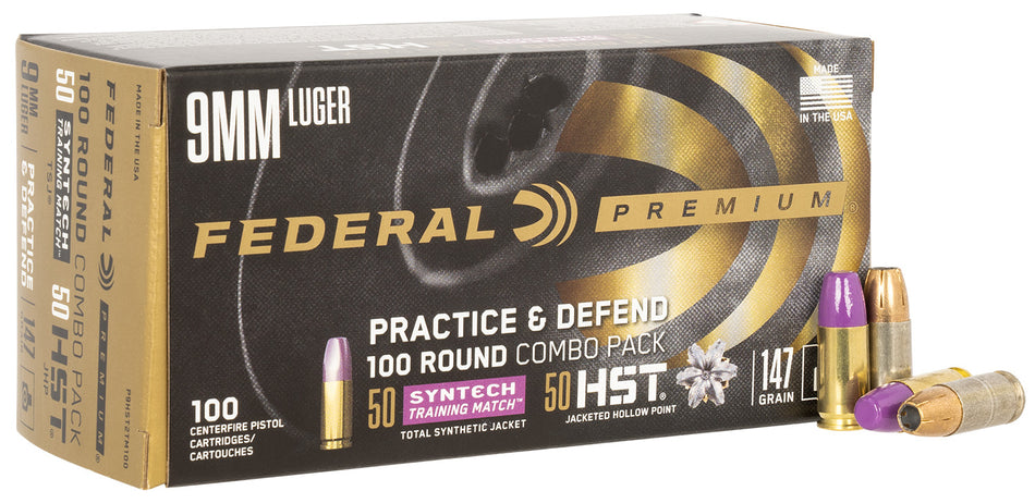 Federal Premium Practice & Defend Combo Pack 9mm Luger / Parabellum 147 gr JHP ammo