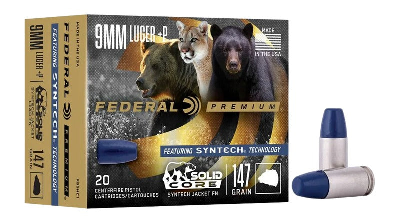 Federal P9SHC1 Premium Solid Core Synthetic Flat Nose  147 Grain 9mm Luger/Parabellum