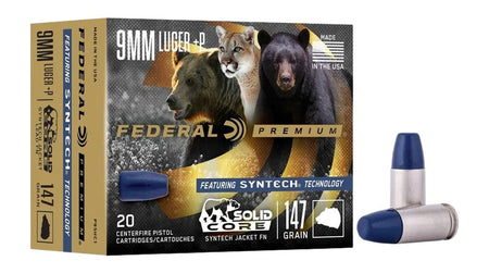 Federal P9SHC1 Premium Solid Core Synthetic Flat Nose  147 Grain 9mm Luger/Parabellum