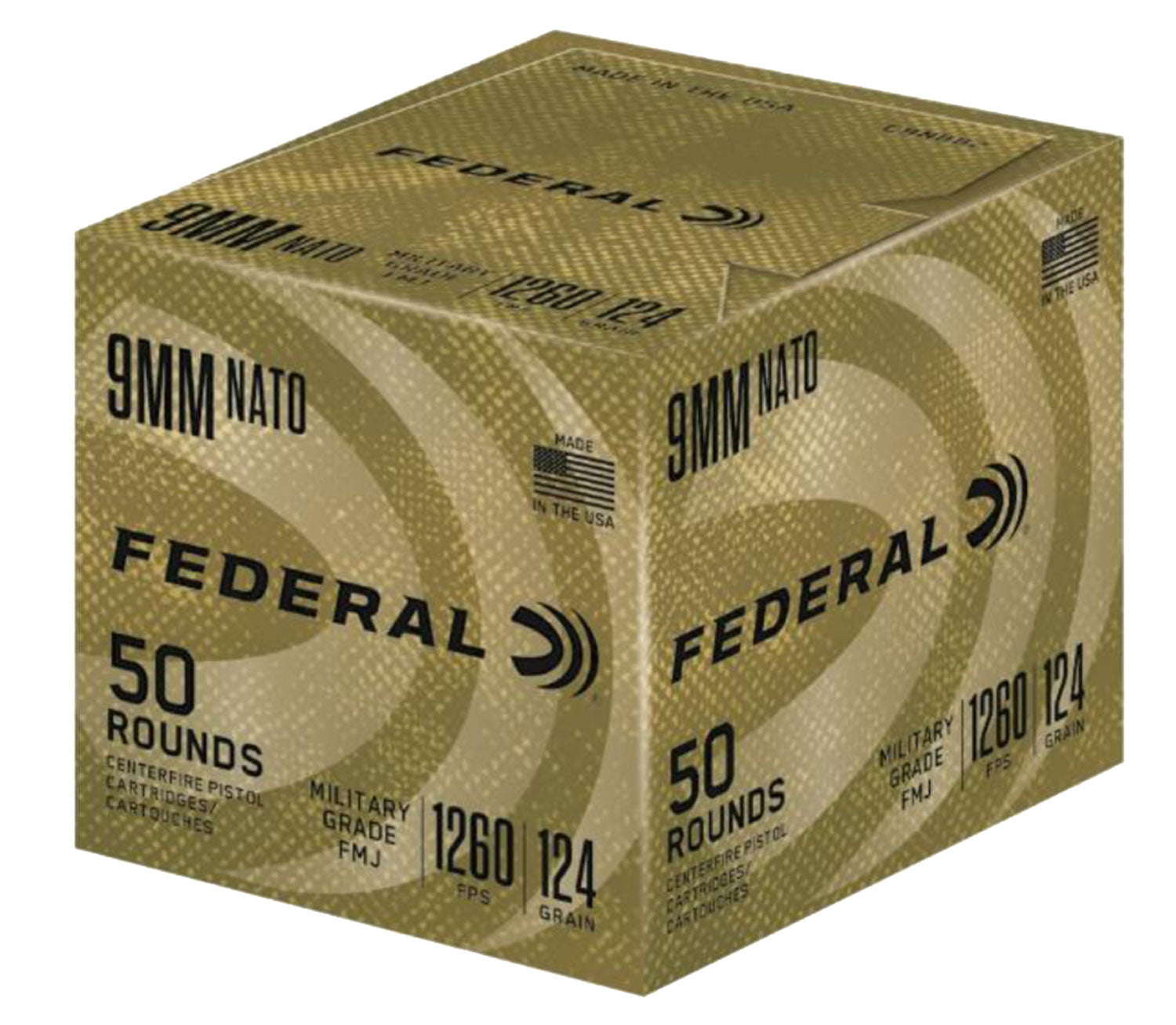 Federal Military Grade 9mm Luger / Parabellum 124 gr FMJ ammo