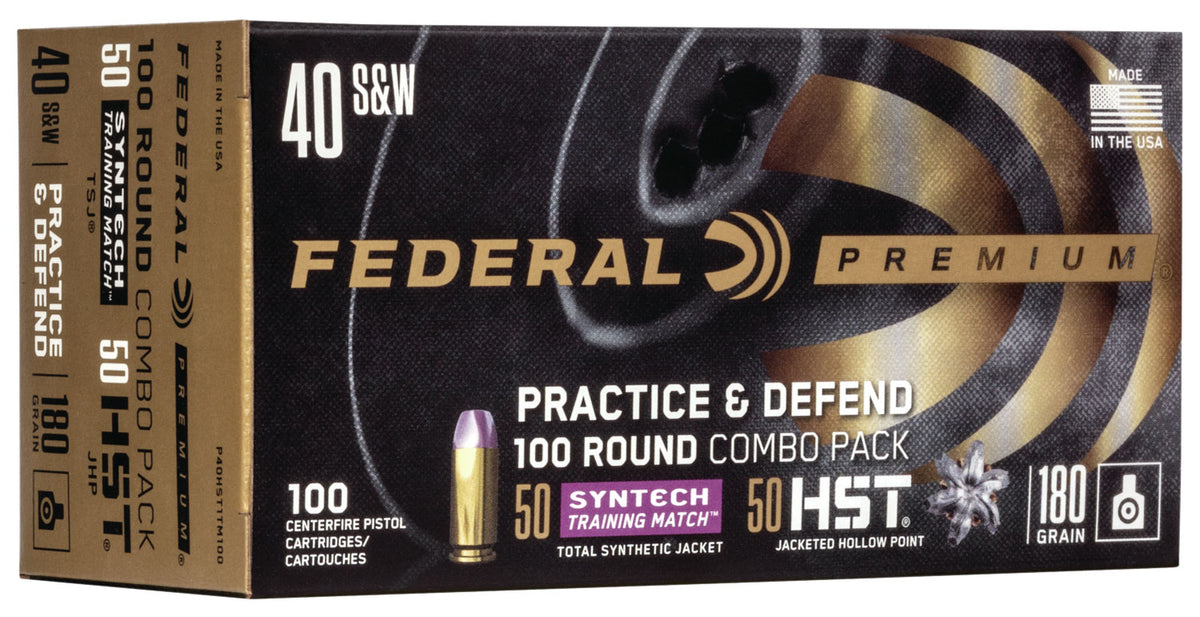Federal Premium Defense Syntech Practice & Defend .40 S&W 180 gr JHP ammo