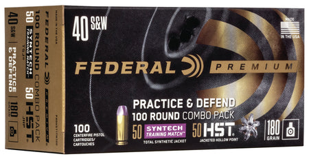 Federal Premium Defense Syntech Practice & Defend .40 S&W 180 gr JHP ammo