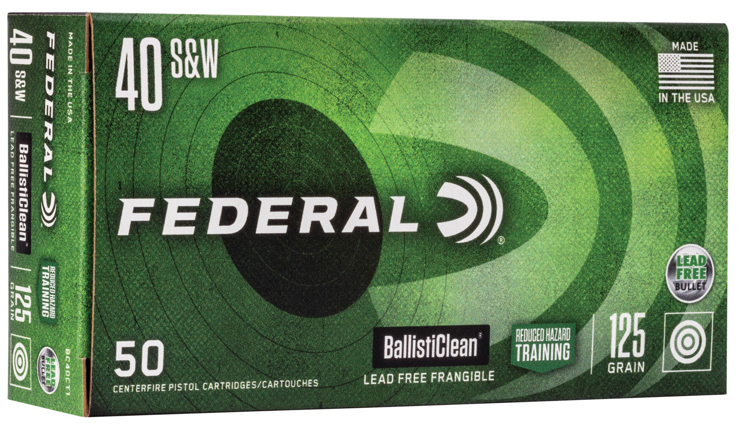 Federal BC40CT1 BallistiClean Reduced Hazard Training Lead-Free Frangible  125 Grain .40 S&W