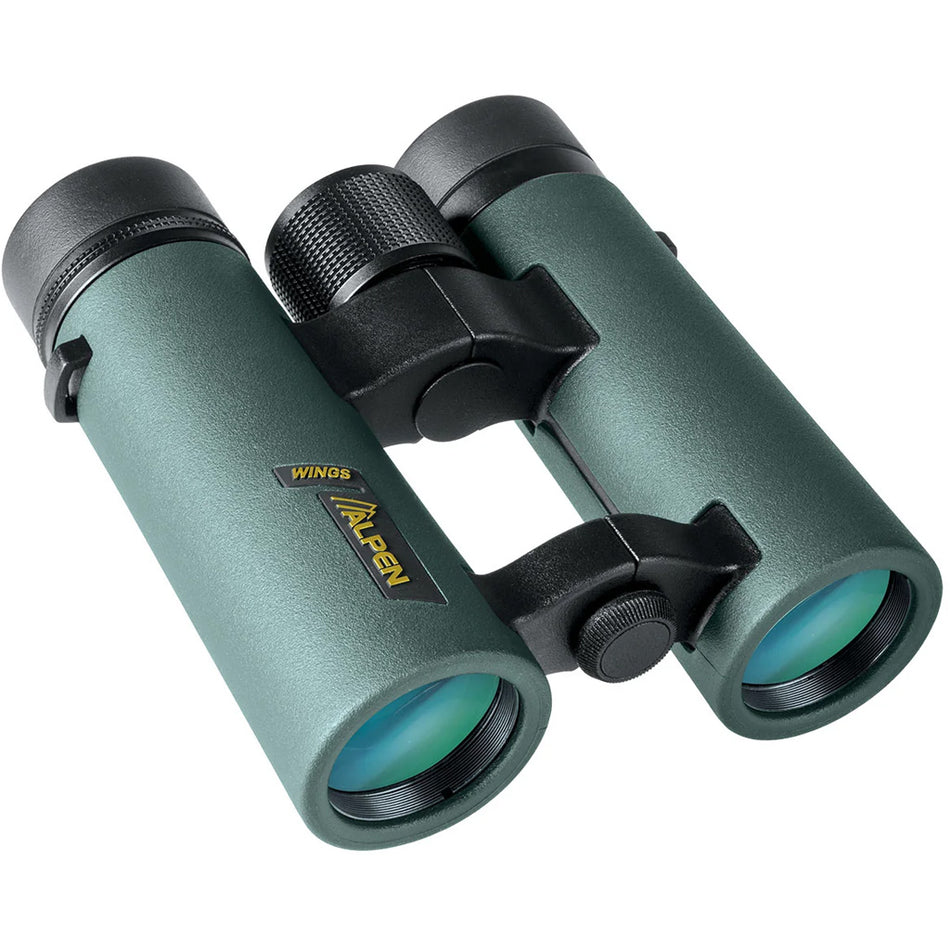 Alpen Wings 10x34 Wide Angle Binoculars, Open Bridge, BaK4 Prisms, Green