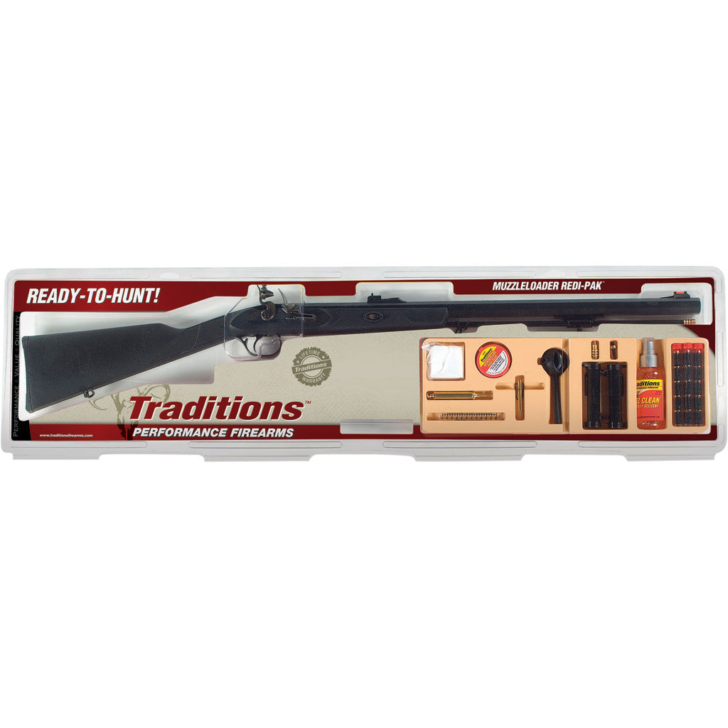 Traditions PA Pellet Ultralight Flintlock Redi-Pak .50 Cal 26 Inch Black CeraKote Synthetic Black Stock Muzzleloader Package