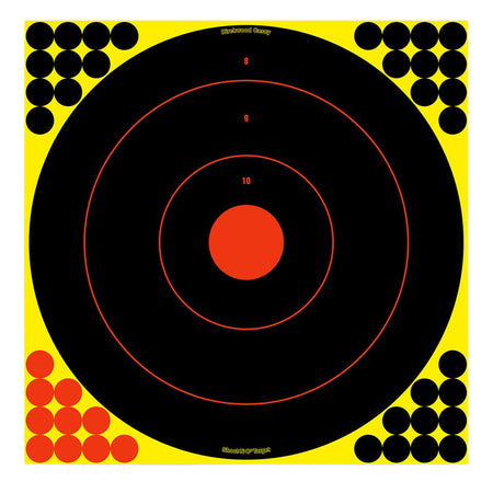 Birchwood Casey 34170 Shoot-N-C Reactive Self-Adhesive Paper Target Black/Yellow/Red 17.25" Bullseye 100 Pack