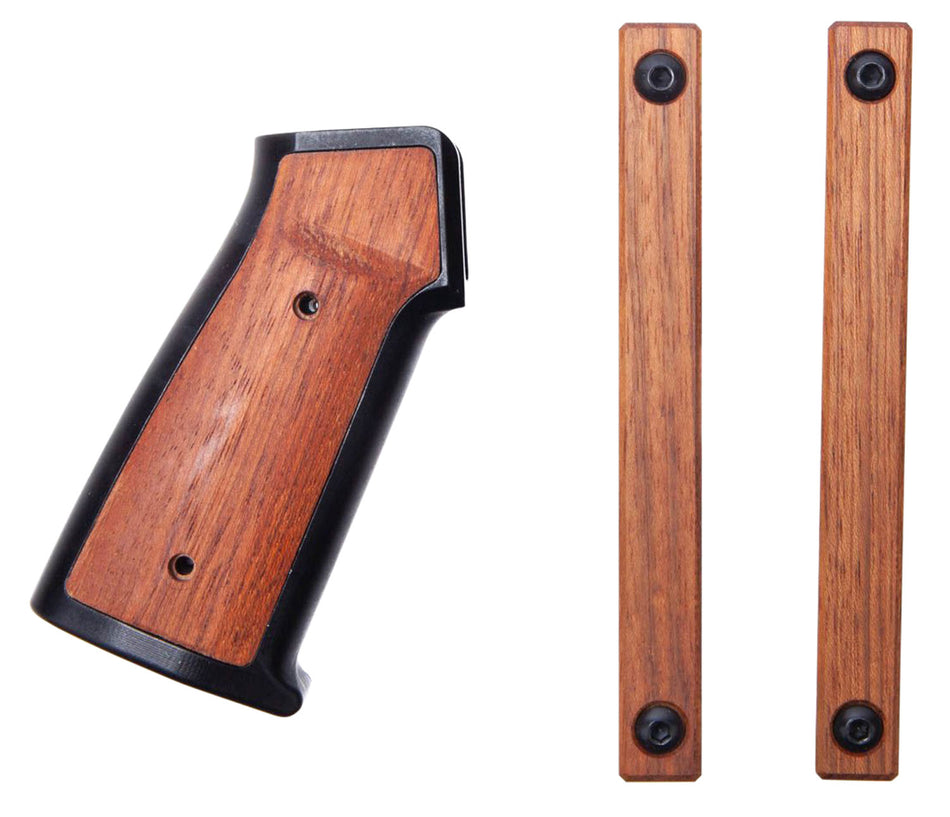 Sharps Bros AR-15 Grip Set Black Cerakote Aluminum with Brazilian Cherry Inserts