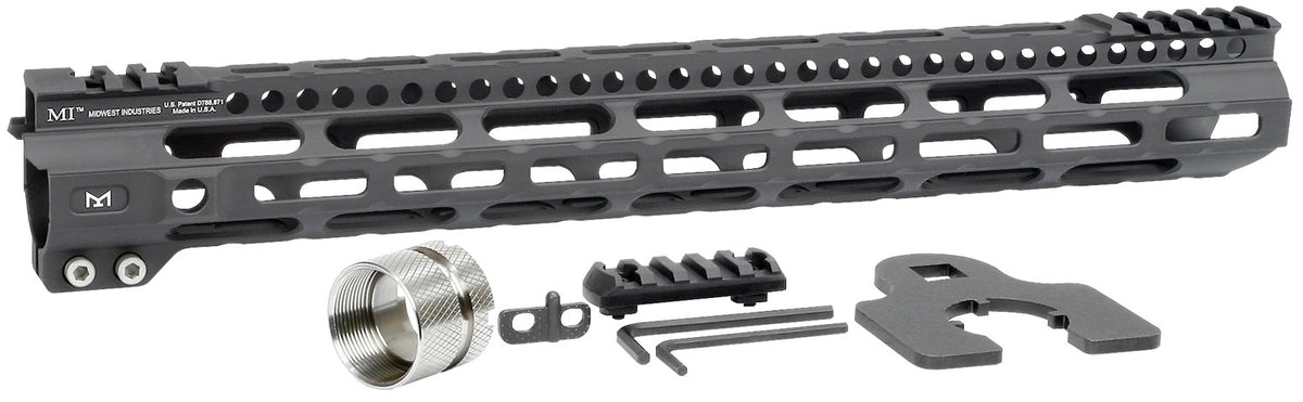 Midwest Industries MIULW15 Ultralight AR-15 M-LOK Handguard 15" Black Hardcoat Anodized Aluminum Picatinny