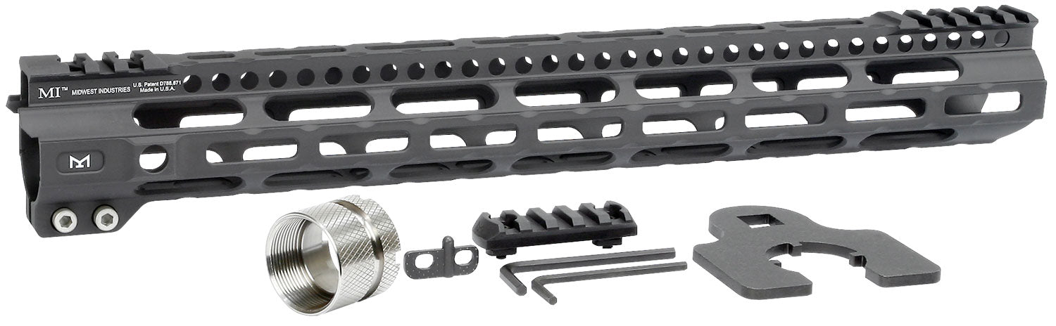 Midwest Industries MIULW15 Ultralight AR-15 M-LOK Handguard 15" Black Hardcoat Anodized Aluminum Picatinny