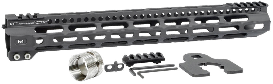 Midwest Industries MIULW15 Ultralight AR-15 M-LOK Handguard 15" Black Hardcoat Anodized Aluminum Picatinny