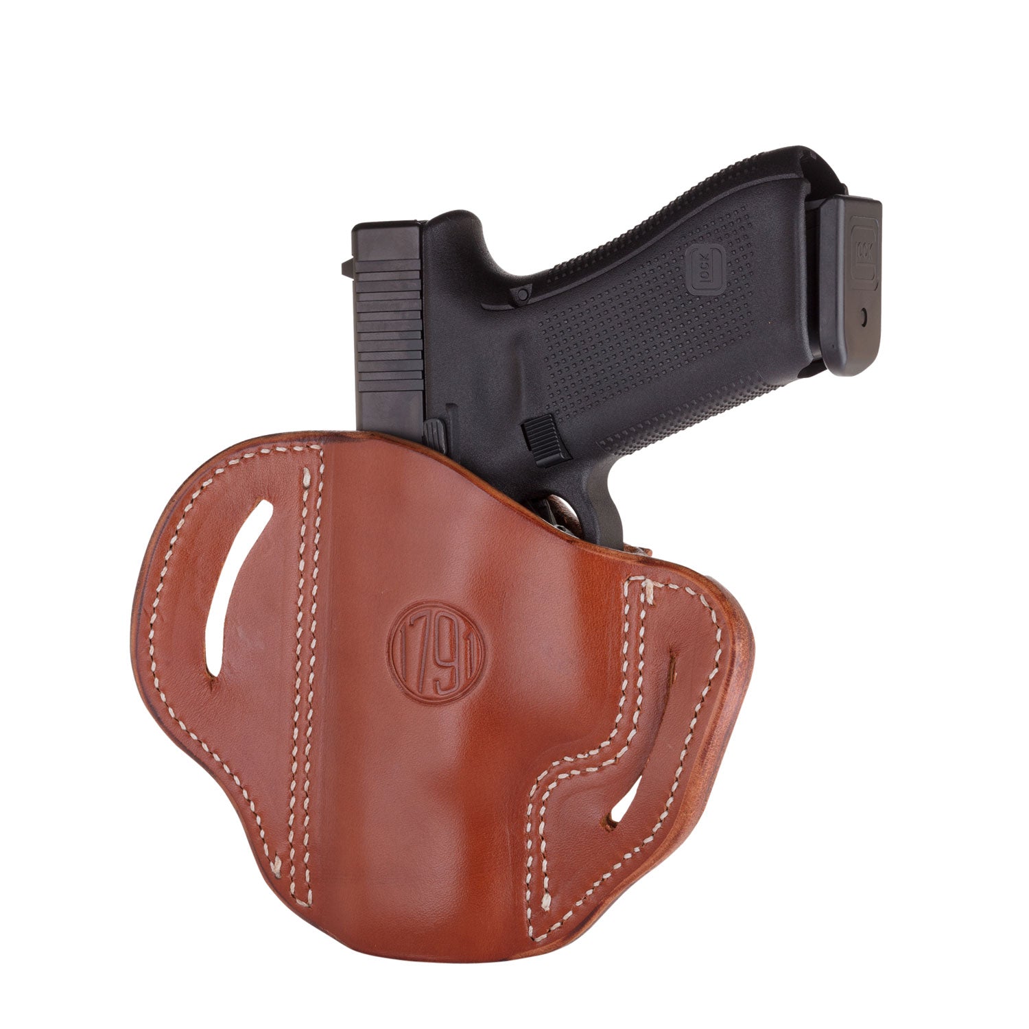 1791 Gunleather BH2.4 Optic Ready OWB 2.4 Classic Brown Leather Belt Slide Holster for Walther PPQ/Sig P320/Springfield XD-M, Right Hand