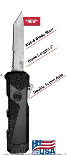 S&W M&P H.R.T. OTF 3" Tanto Point Knife with M&P 2.0 Texture, SS/Black