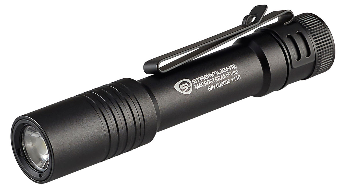 Streamlight 66320 Macrostream USB EDC Flashlight, Black Anodized, 50/500 Lumens White LED