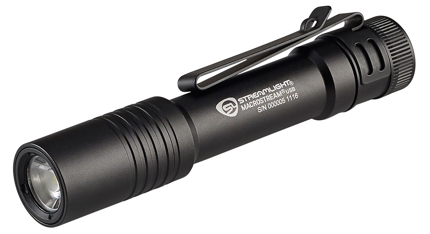 Streamlight 66320 Macrostream USB EDC Flashlight, Black Anodized, 50/500 Lumens White LED