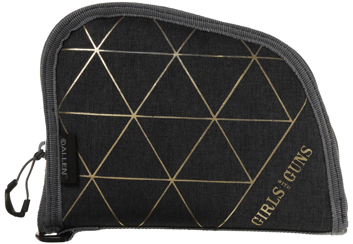 Girls With Guns 908 Foiled Compact Pistol Case 8" Heather Gray with Gold Foil Accent