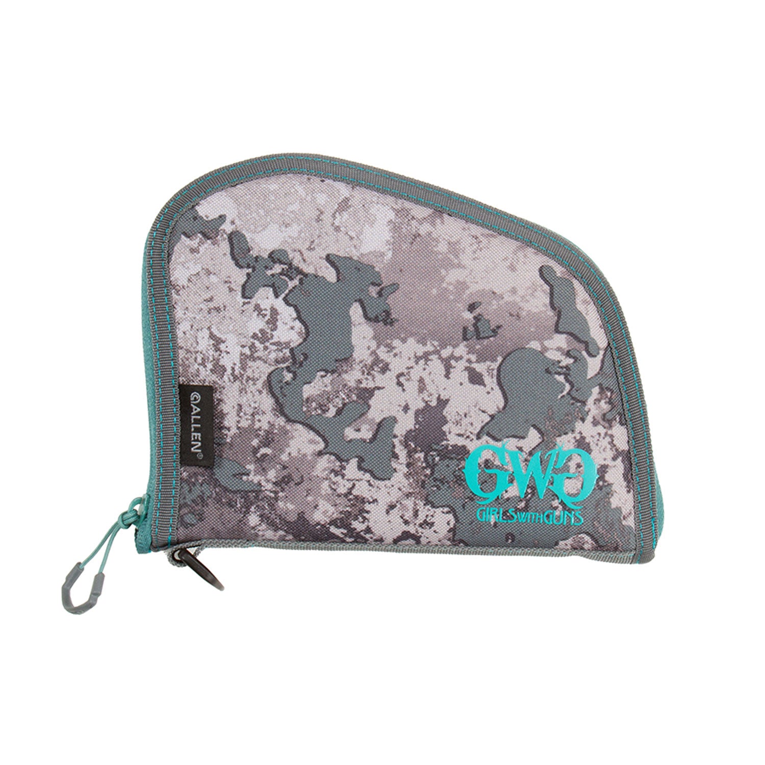 Girls With Guns 918 In The Shade Handgun Case 8" Gray/Teal Shade Camo with Locking Zipper
