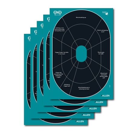 Girls With Guns 15283 Splash Self-Adhesive Paper Target Black/Teal 12"x18" Oval 5 Pack
