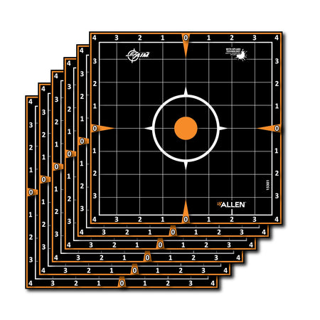 EZ-Aim 15301 Splash Reactive Self-Adhesive 8" Sight-In Grid Paper Targets, Black/Orange, 6-Pack